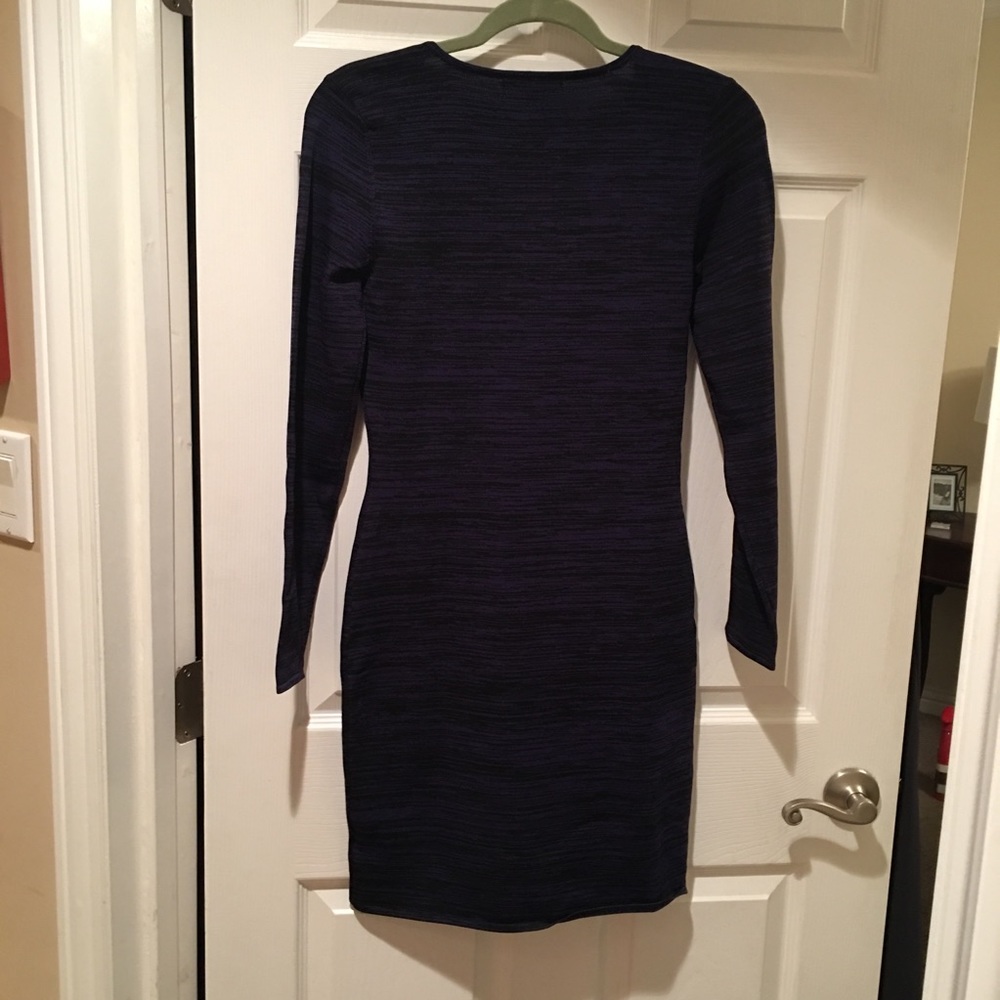 Fitted stretchy knit long sleeve dress